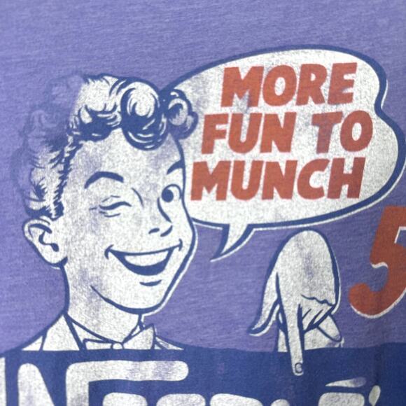 Nestle's Crunch Junk Food Brand Retro Purple Distressed Graphic Tee Unisex Sz S - Picture 5 of 12